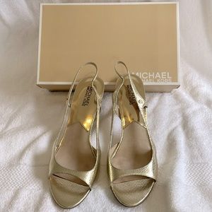 Michael Kors Light Gold Peep Toe Heels